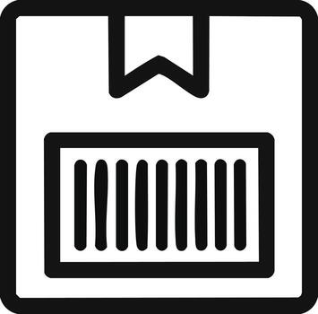 un sencillo icono de un paquete con un código de barras. vector