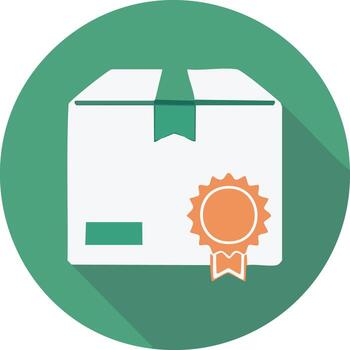 A simple icon of a package with a quality seal. vector