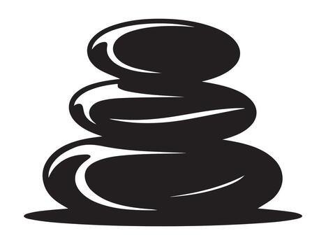 Serene stack of balanced stones in a minimalist silhouette design for meditation and tranquility vector