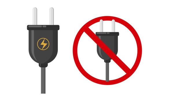 Electrical Power Plug and No Connection Symbol for Safety and Energy Icons vector