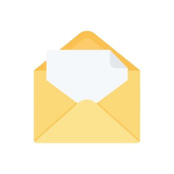 An open envelope with a piece of paper inside vector