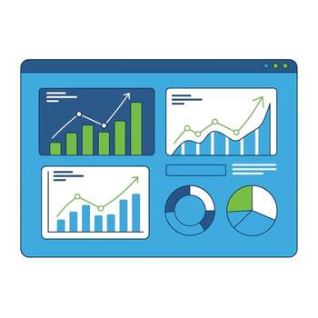 A computer screen with graphs and charts vector