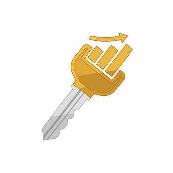 A key with a graph going up on it vector