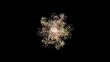abstrakt partikel explosion på svart bakgrund, ny år upplösning, Plats video