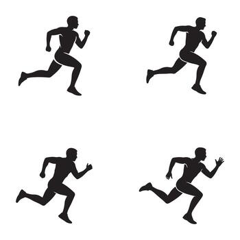 dinámica colección de atlético corriendo cifras en silueta estilo vector