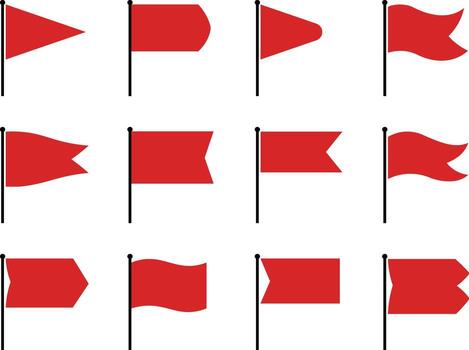 Art of collection of red flag icons in various shapes vector