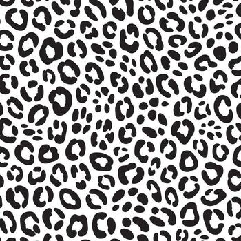Seamless pattern of black leopard spots on a white background leopard print animal print vector