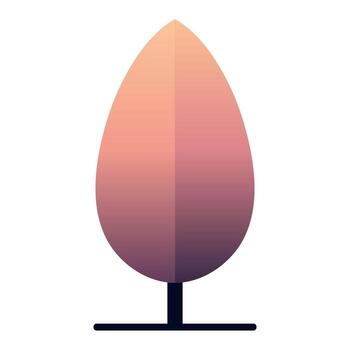 Minimalistic upright leaf silhouette presenting a smooth transition of warm hues, balanced by a simple dark trunk base vector