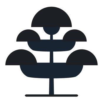 Minimalist geometric tree with layered semicircle leaves in bold monochrome style suitable for clean design layouts and environmental campaigns vector