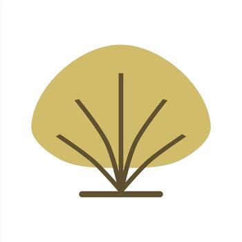 sencillo árbol arbusto diseño en plano estilo con tierra tonos en blanco antecedentes vector