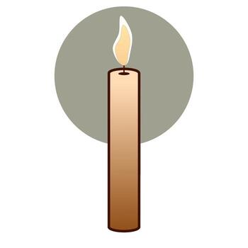 Minimalist tall candle graphic featuring a smooth gradient, delicate flame, and gentle circular backdrop for a serene appearance vector