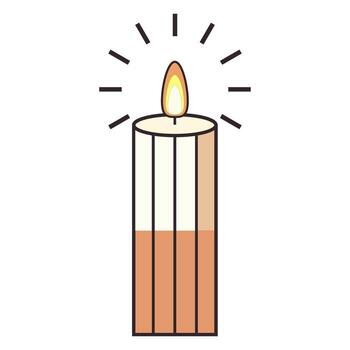 Clean Line Art Depicting a Tall Cylindrical Candle with Contrasting Tones and Emphasized Flicker Effect vector