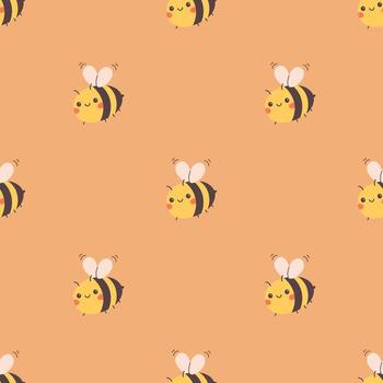 Seamless pattern with cute bees. Printing on textiles, wallpaper, wrapping paper, background vector