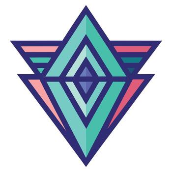 Geometric Abstract Dragonfly-like Shape with Teal and Pink Hues vector