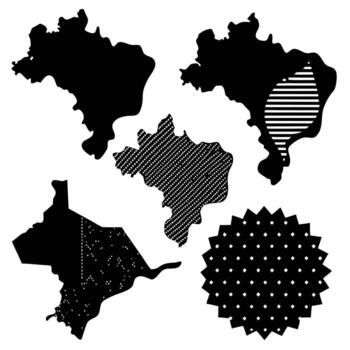 Abstract Brazil Map Outlines with Geometric Patterns and Texture vector