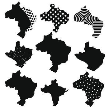 Collection of Brazilian Maps with Distinctive Black and White Patterns - Graphic Design vector