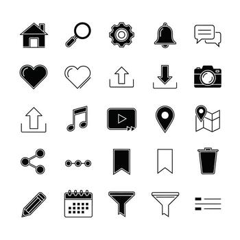 Essential user interface icons collection for modern web and mobile application design and digital development projects vector