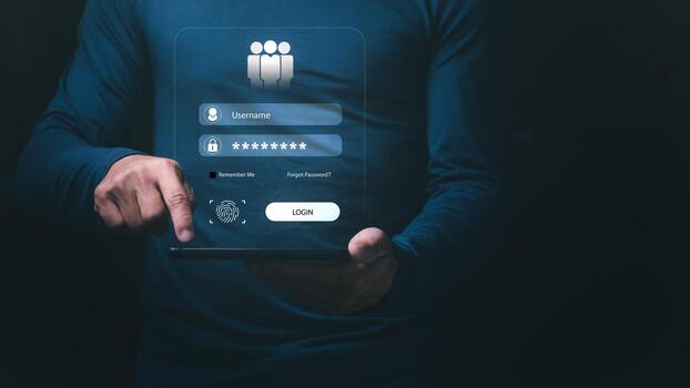seguro sistema iniciar sesión con alfiler, huella dactilar, o biométrico registrarse utilizando dos factores autenticación para seguro cliente y usuario acceso foto