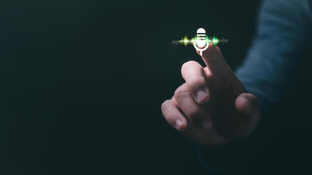 Intelligent voice command system with AI concept, Businesses are using AI powered voice command systems to make life easier and more convenient, digital service platforms photo