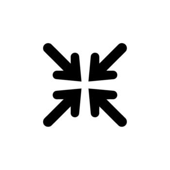 Four arrows pointing inward on a white background symbolizing convergence focus and the concept of bringing elements together in a minimalist design vector