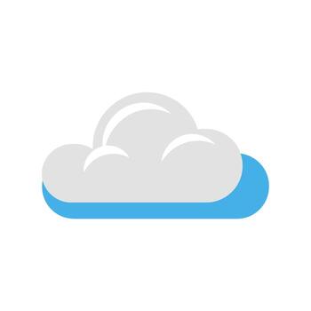 A simple cloud illustration with a white body and a blue base layer on a white background space vector