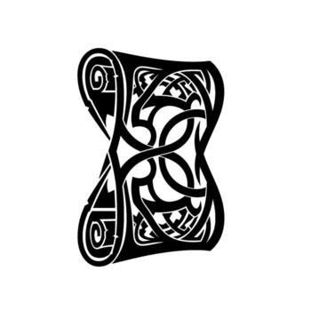 Intricate celtic knotwork pattern on a scroll, isolated on white background vector