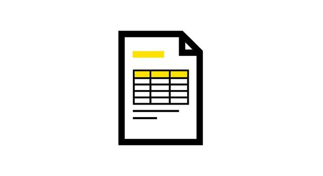 Document icon with table and text isolated on white background vector