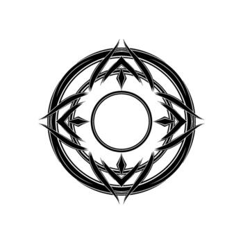 Abstract circular geometric emblem with sharp, angular elements vector