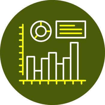 histograma circulo línea dos color icono vector