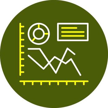 línea gráfico circulo línea dos color icono vector