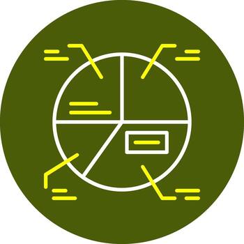 tarta gráfico circulo línea dos color icono vector