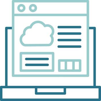 nube codificación dos color contorno icono vector