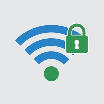 Simple Flat Design Secure Wifi Connection Icon with Padlock Symbol vector