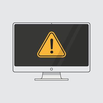 moderno plano estilo computadora monitor con advertencia firmar elemento ilustración vector