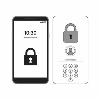 minimalista plano estilo móvil seguridad bloquear pantalla interfaz ilustración vector