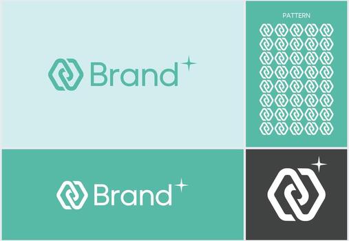 Geometric Interlocking Shape Modern Brand Logo Design Presentation and Pattern vector