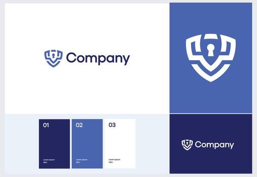 Modern Minimalist Shield with Keyhole Security System Symbol Brand Identity vector