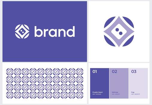 Minimalist Geometric Brand Identity Guidelines with Pattern Swatches and Color Palette vector