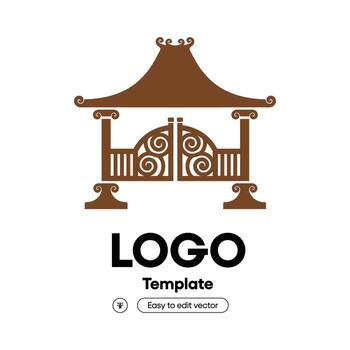 Minimalist Traditional Javanese House Style Logo Structure Building Architecture vector