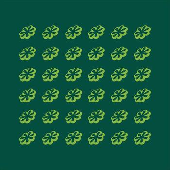 Simple Flat Style Clover Repeating Pattern on Dark Green Background vector
