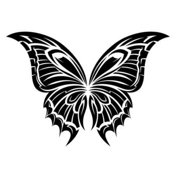 Stylized tribal butterfly wings design with sharp edges and intricate patterns, isolated on white background vector