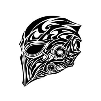 Tribal mask with intricate patterns and futuristic elements, symbolizing power and mystery vector