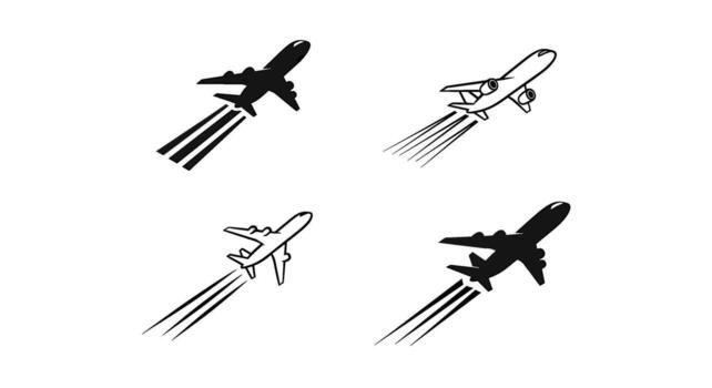 Set of airplane icons taking off into the sky representing travel freedom and adventure with a clean minimalist design for modern travel concepts vector
