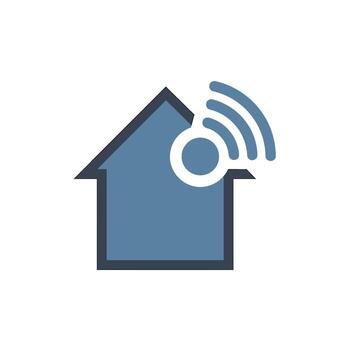 inteligente hogar icono mostrando Wifi señal en un sencillo casa contorno representando moderno conectividad y un conectado estilo de vida en un digital años vector