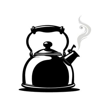 Steaming kettle whistling in a minimalist kitchen creating a cozy and inviting atmosphere for a relaxing tea time perfect for a comforting break vector