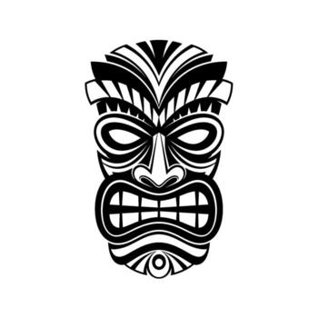 Fierce tiki mask with a menacing expression, isolated on white background vector