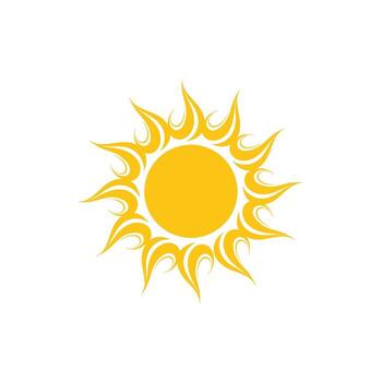 Stylized sun shining brightly on a white background radiating warmth and energy with a modern abstract design symbolizing summer and positive vibes vector