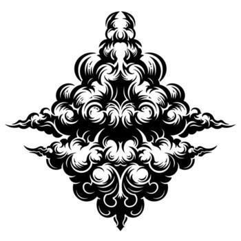 Symmetrical abstract cloud formation with swirling patterns, isolated on white background vector