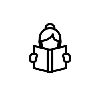 Focused student reading a book in a quiet library absorbing knowledge and expanding horizons with a minimalist clean and modern design aesthetic vector