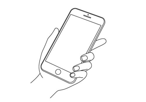 Hand holding a smartphone in a minimalist white background showcasing mobile technology with a clean modern and user-friendly design concept vector